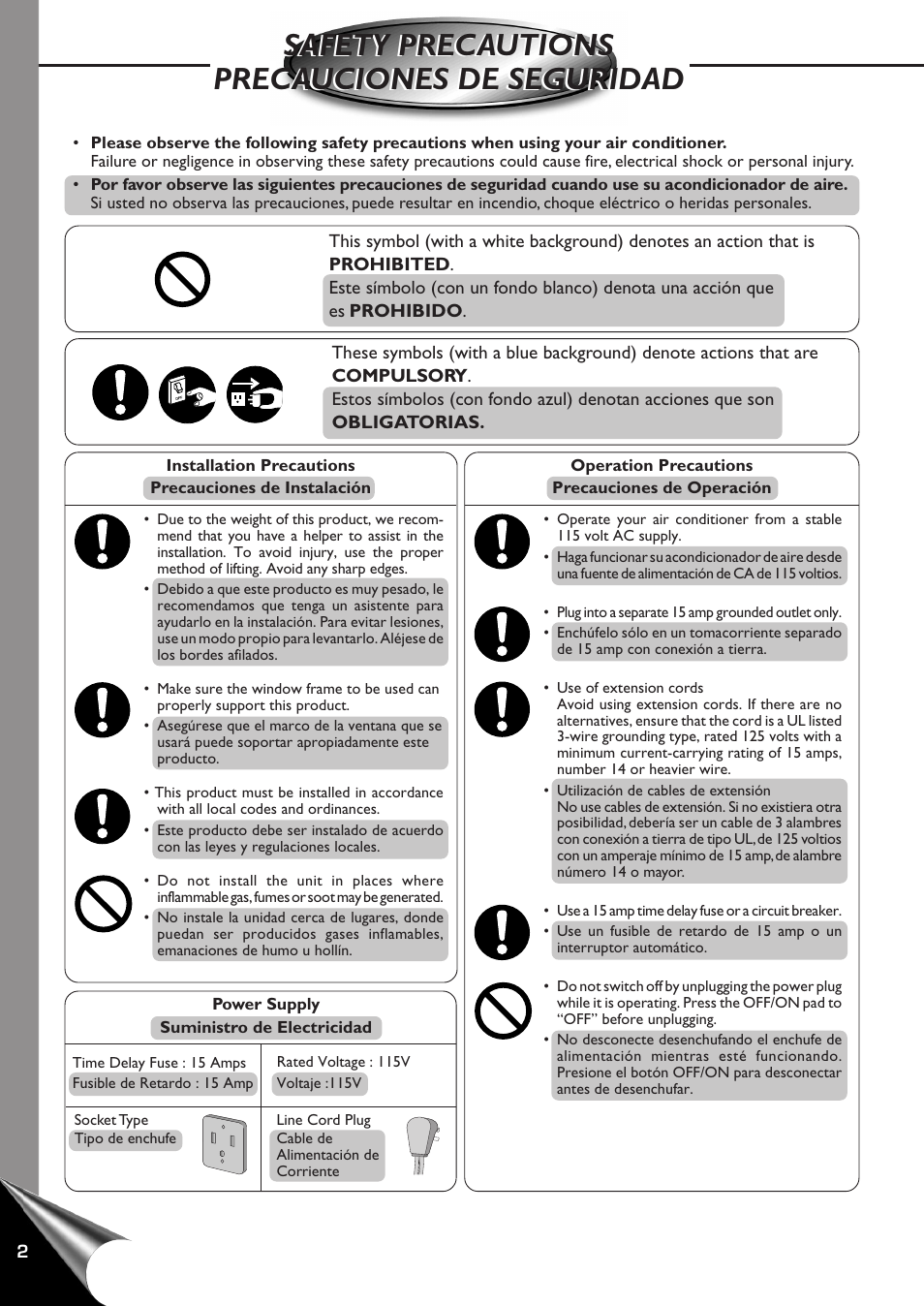 Safety precautions, Precauciones de seguridad | Panasonic CW-XC100AU User Manual | Page 4 / 32