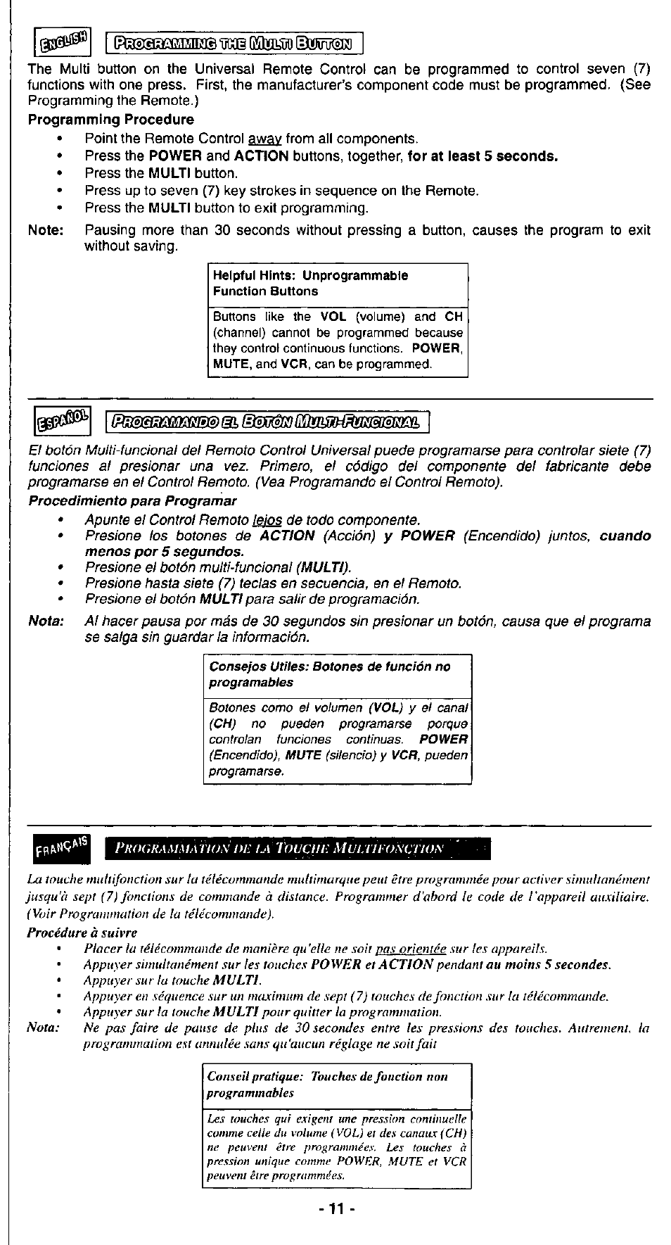 Dr ¡a toücur muwifoa’ctkrx | Panasonic EUR511110 User Manual | Page 11 / 11