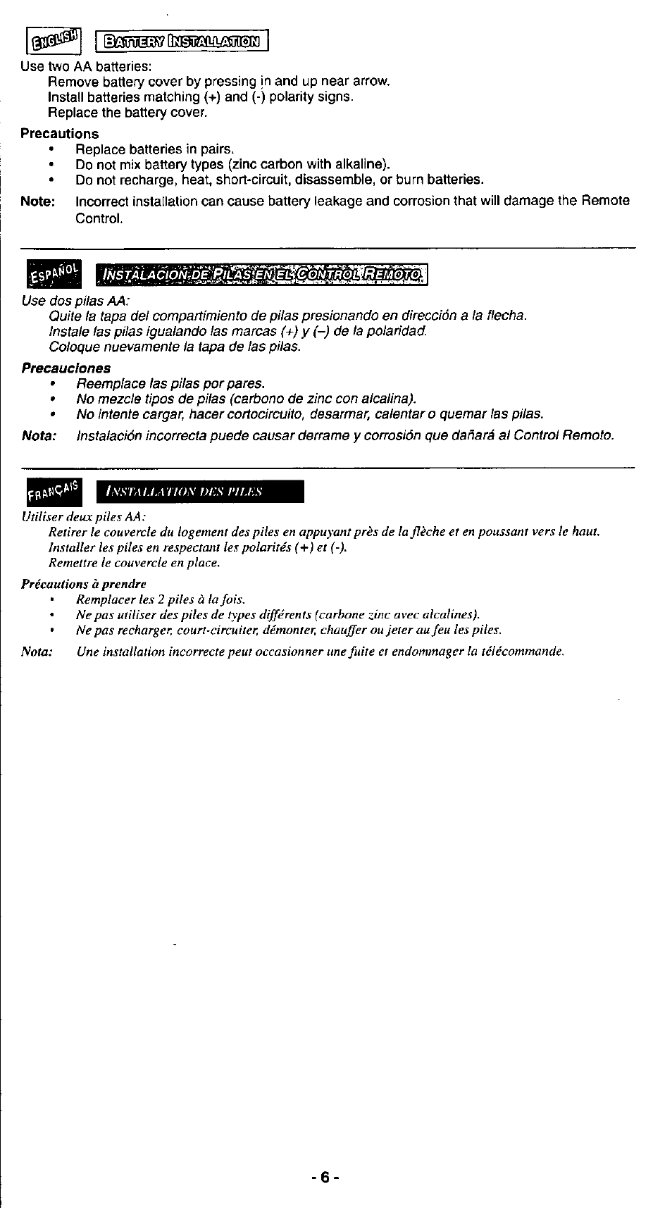 Hxstm.fa'nois des ril.es | Panasonic EUR511110 User Manual | Page 6 / 11