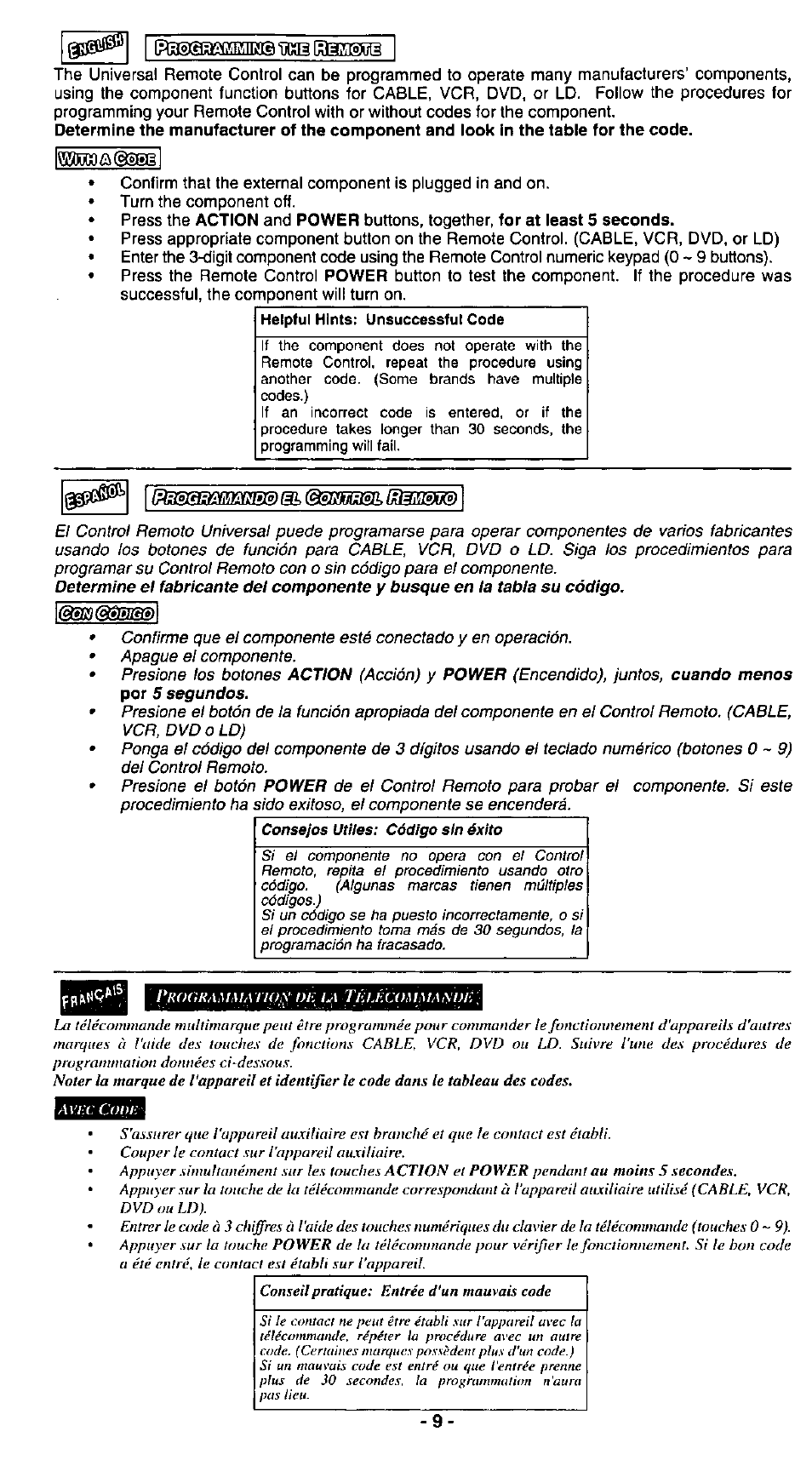 Panasonic EUR511110 User Manual | Page 9 / 11