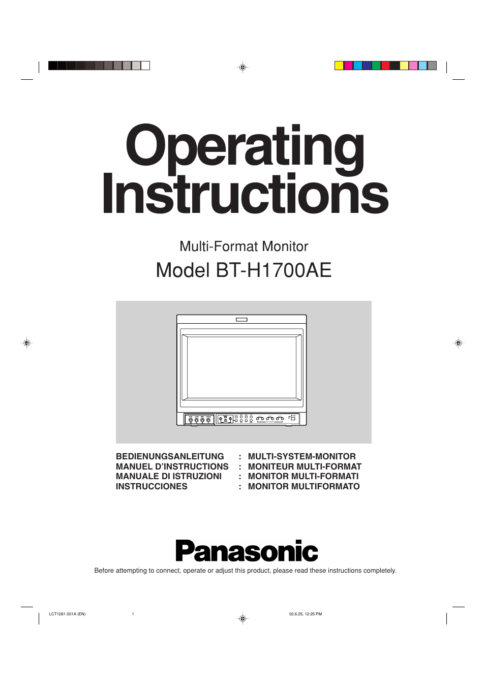 Panasonic BT-H1700AE User Manual | 29 pages
