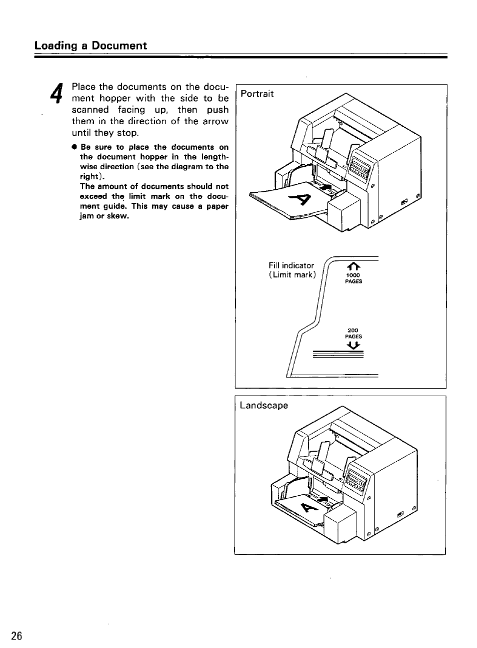 Loading a document | Panasonic KV-SS855D User Manual | Page 26 / 48