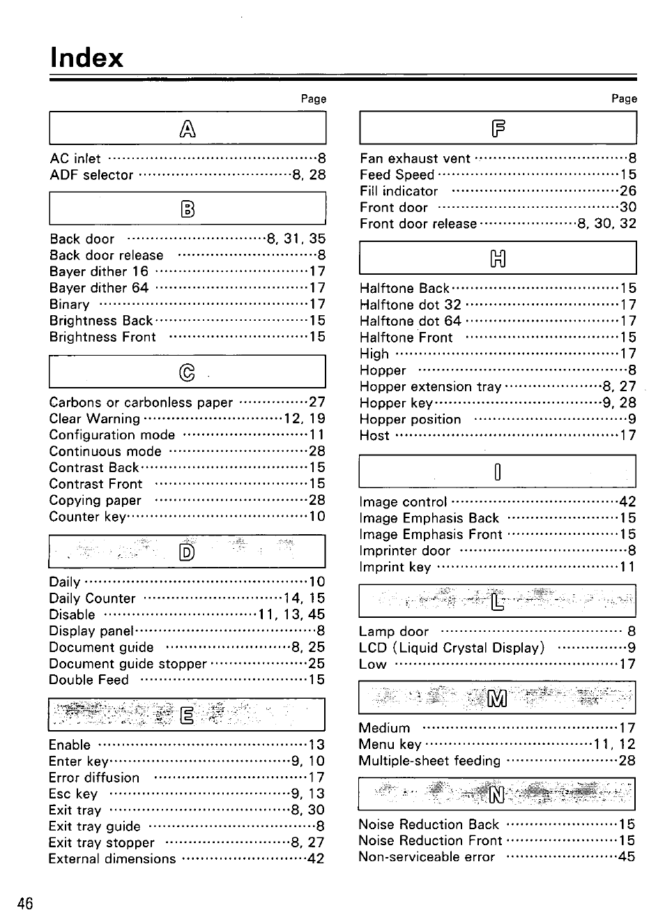 Index | Panasonic KV-SS855D User Manual | Page 46 / 48