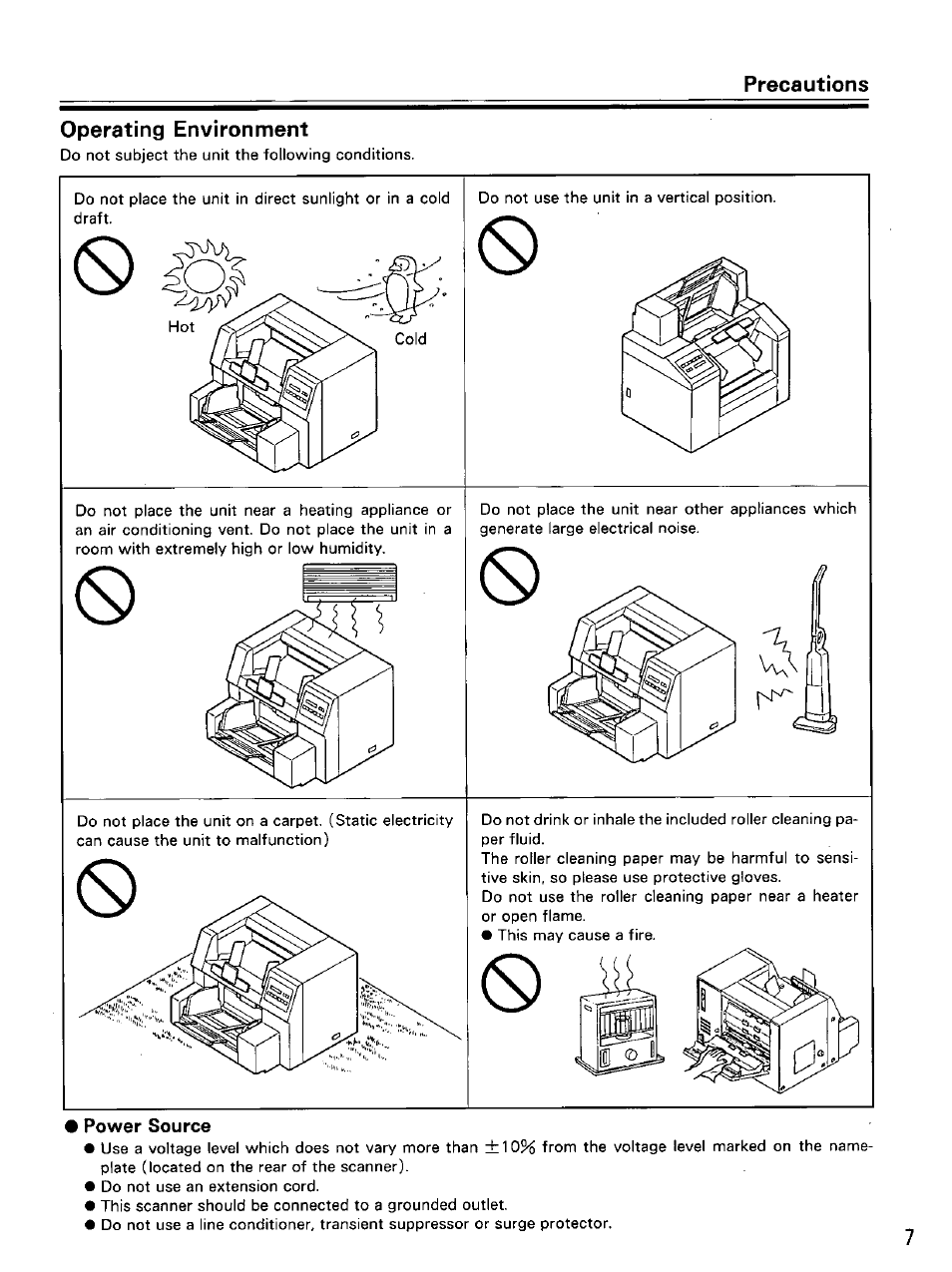 Operating environment, Power source | Panasonic KV-SS855D User Manual | Page 7 / 48