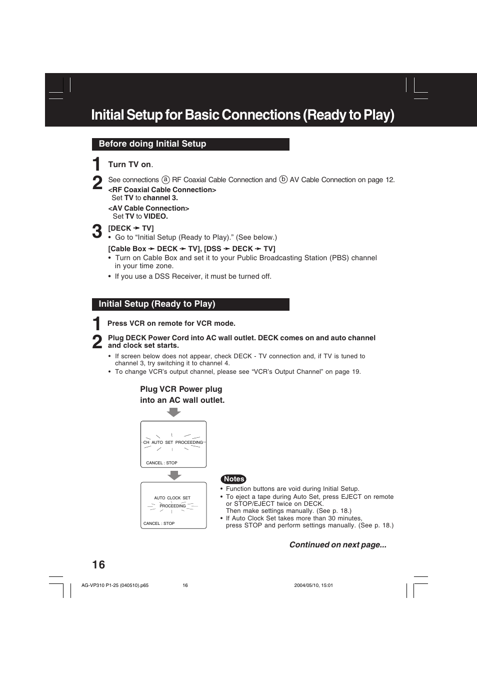 Panasonic AG-VP310 User Manual | Page 16 / 64