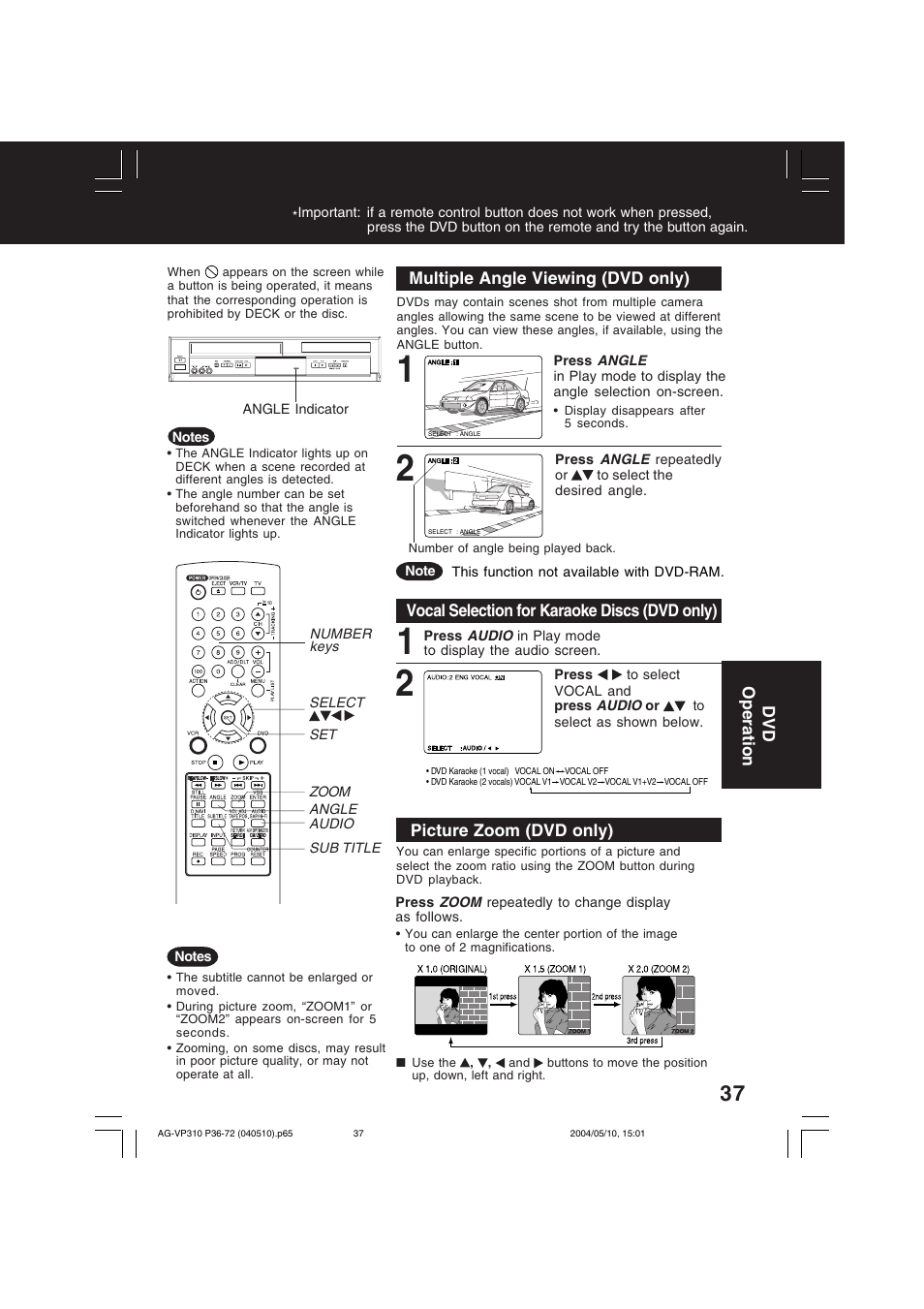Panasonic AG-VP310 User Manual | Page 37 / 64