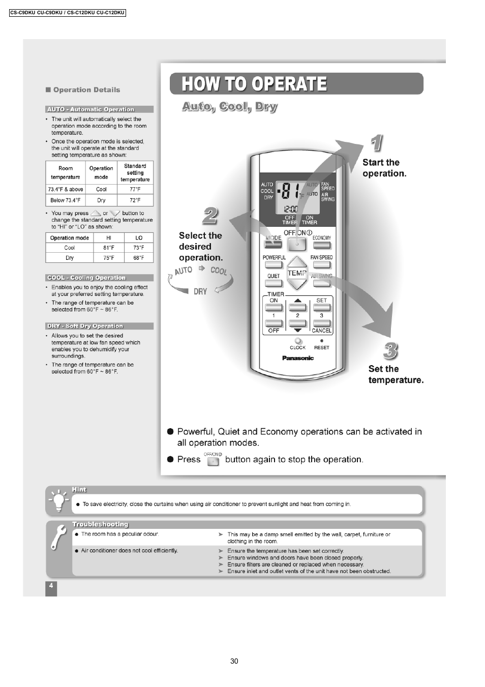 Panasonic CU-C12DKU User Manual | Page 30 / 77