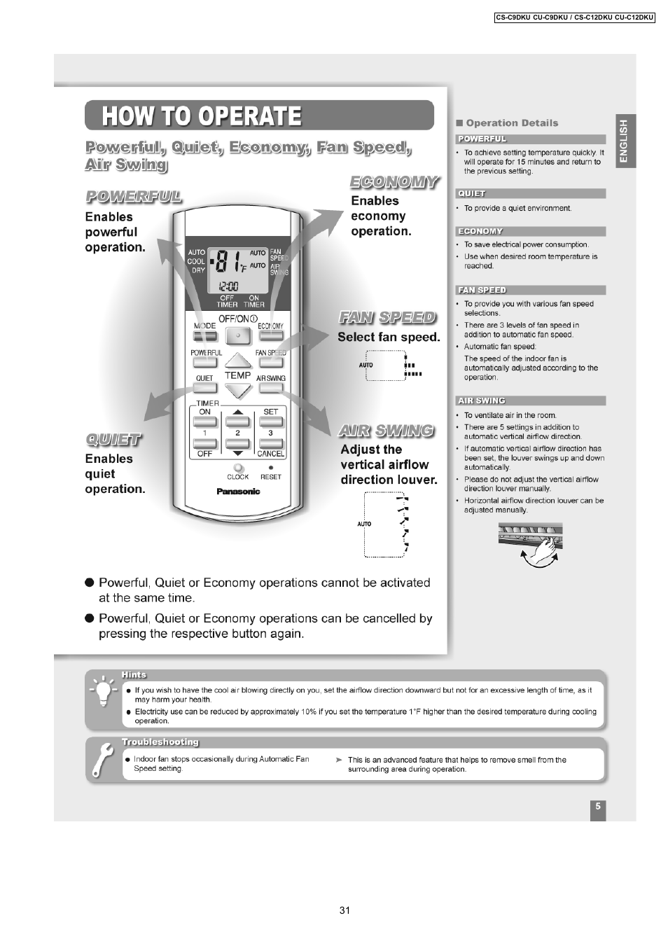 Panasonic CU-C12DKU User Manual | Page 31 / 77