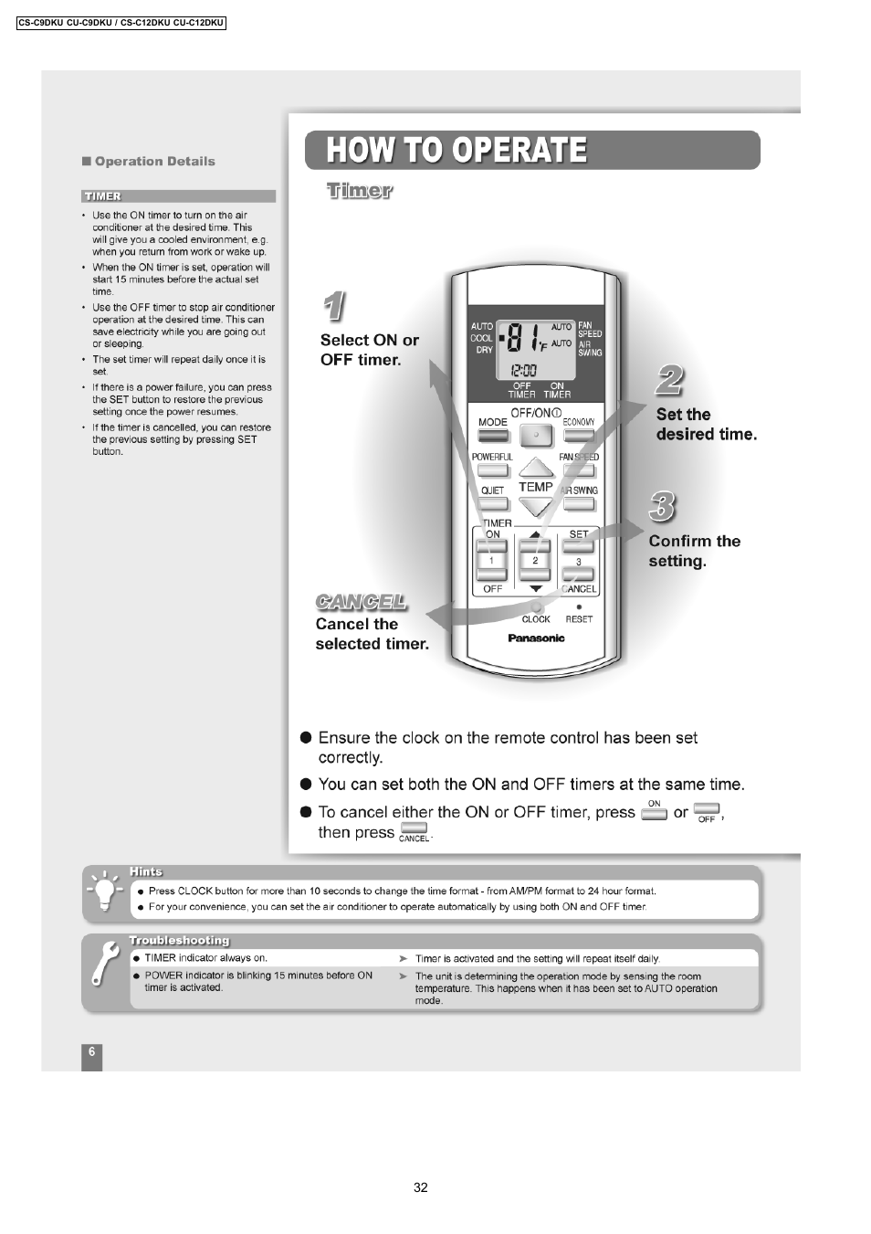 Panasonic CU-C12DKU User Manual | Page 32 / 77