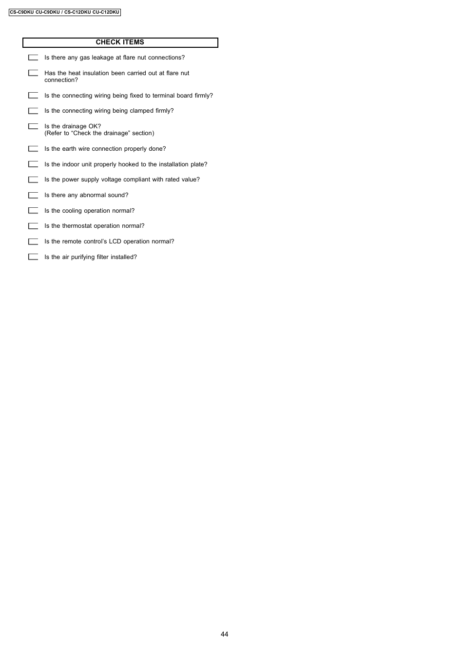 Panasonic CU-C12DKU User Manual | Page 44 / 77