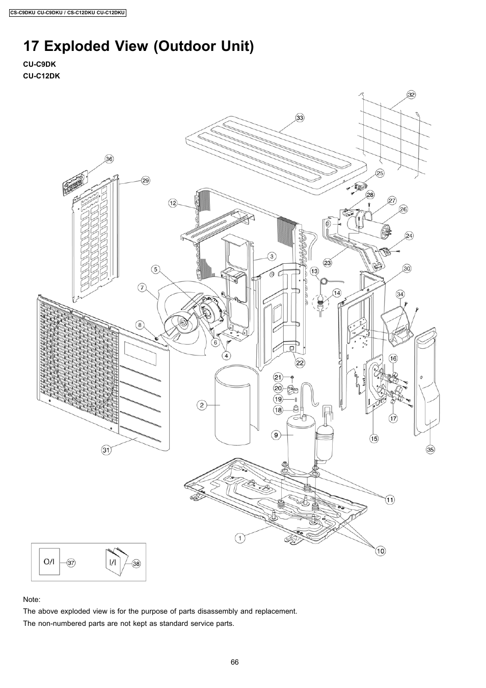 17 exploded view (outdoor unit) | Panasonic CU-C12DKU User Manual | Page 66 / 77