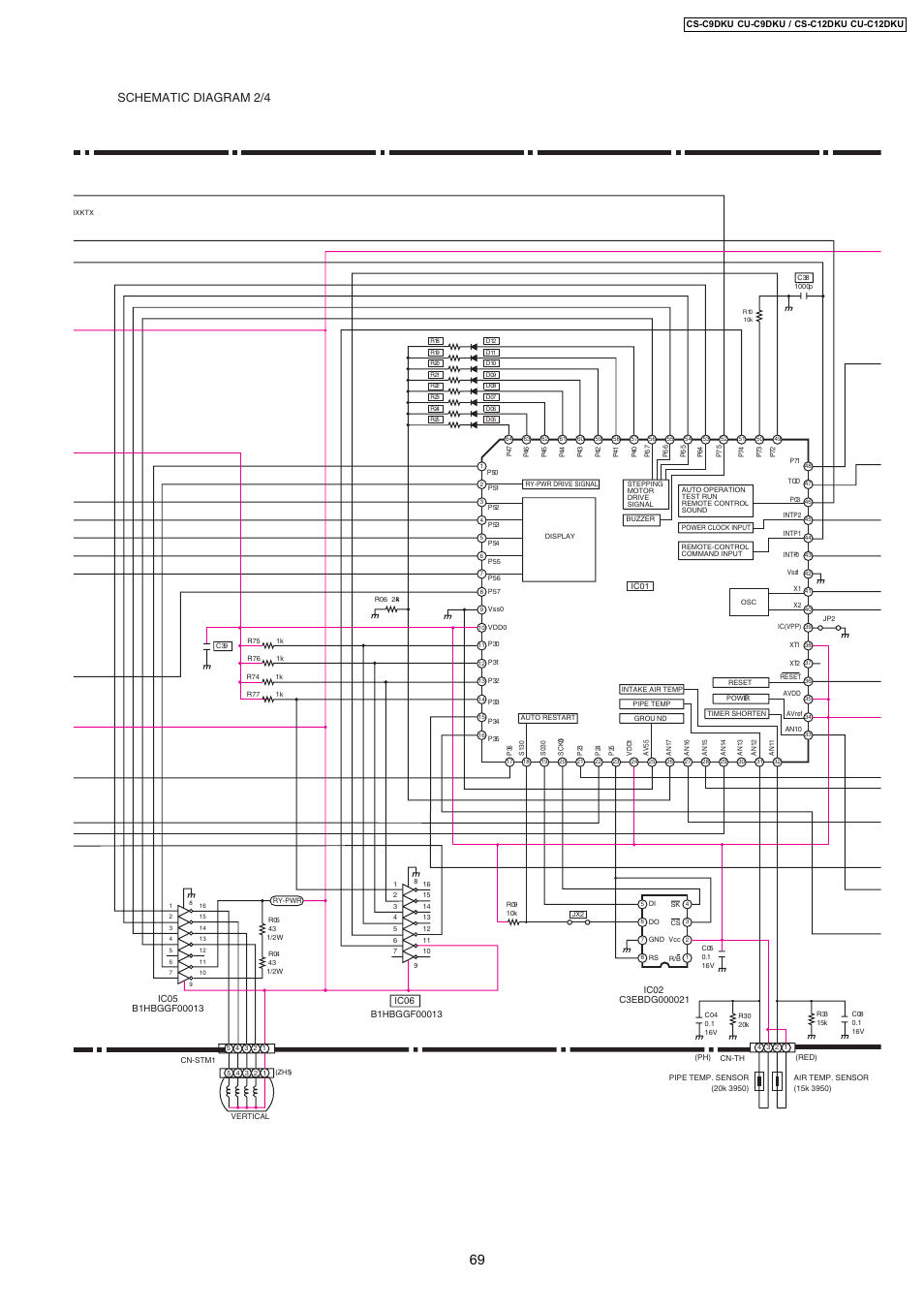 Schematic diagram 2/4 | Panasonic CU-C12DKU User Manual | Page 69 / 77