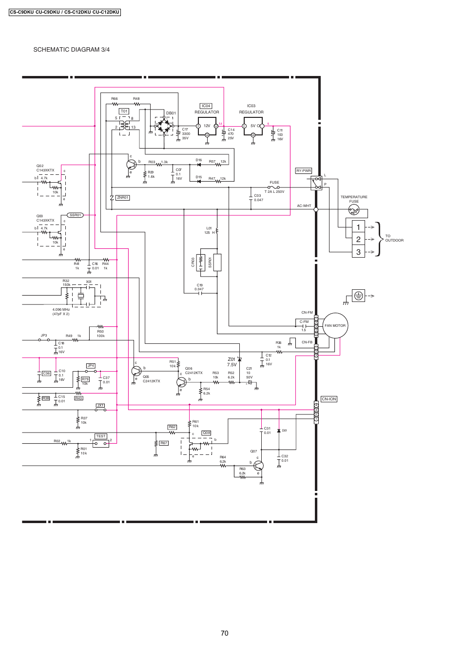 Schematic diagram 3/4 | Panasonic CU-C12DKU User Manual | Page 70 / 77