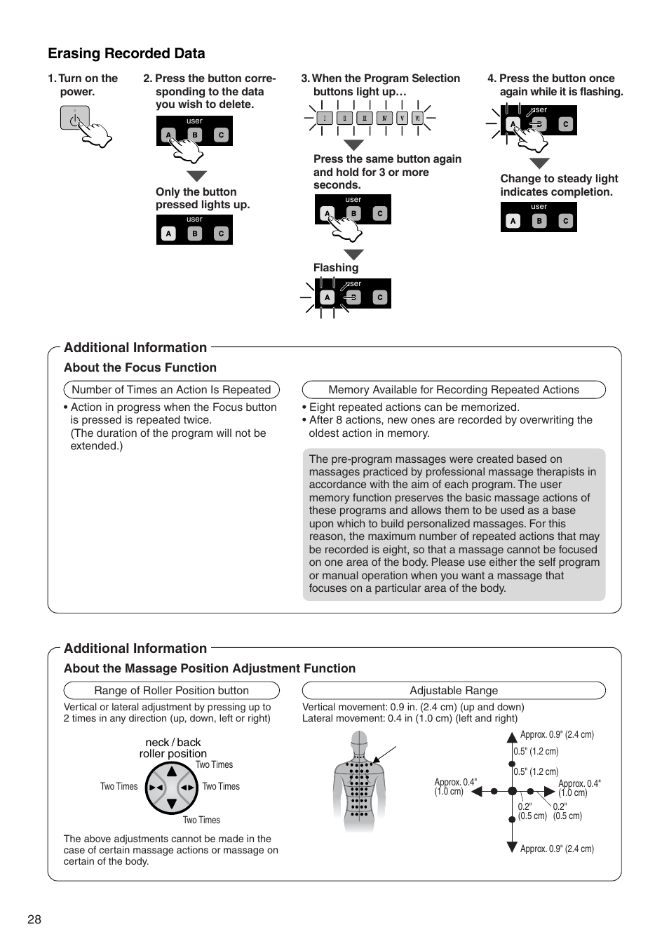 Erasing recorded data, Additional information | Panasonic EP3513 User Manual | Page 30 / 42