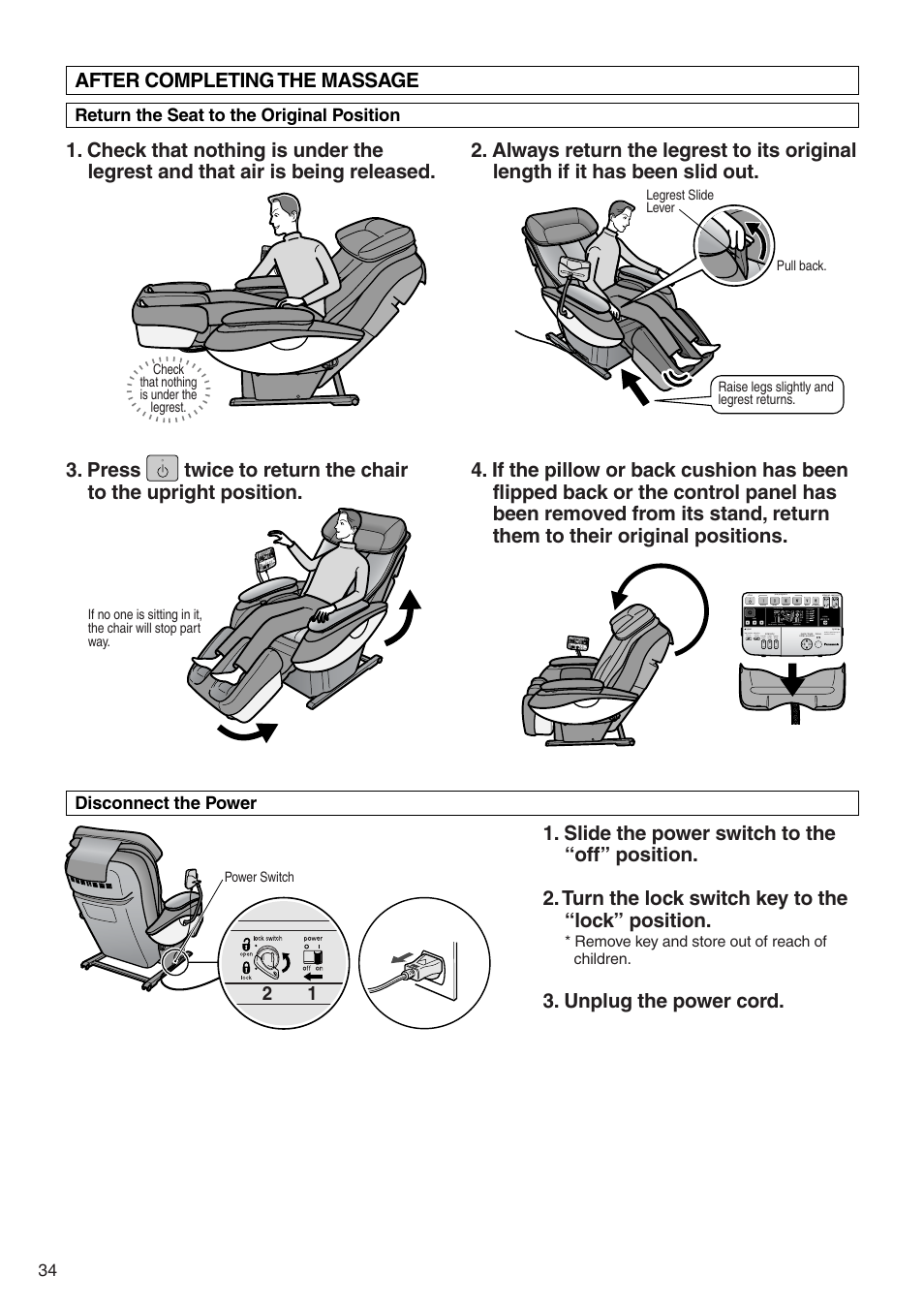 Unplug the power cord | Panasonic EP3513 User Manual | Page 36 / 42