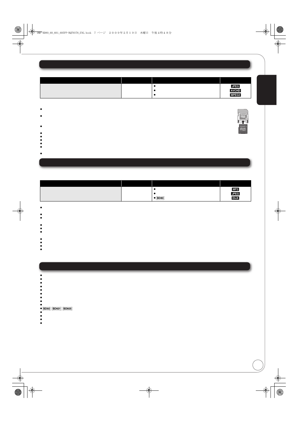 Sd cards, Usb devices, Discs that cannot be played in this unit | Panasonic DMP-BD605 User Manual | Page 7 / 52