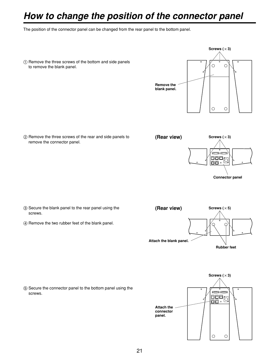 How to change the position of the connector panel | Panasonic AWCB400N User Manual | Page 21 / 24