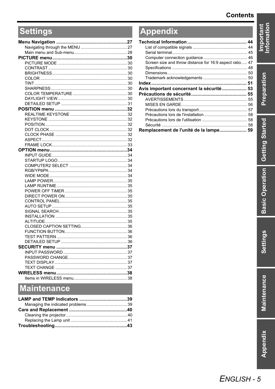 Panasonic PT-LB75U User Manual | Page 5 / 62