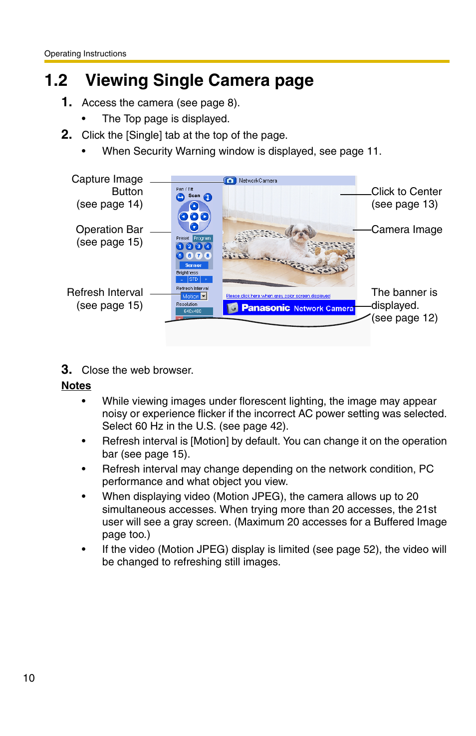 Age 10, 2 viewing single camera page | Panasonic BL-C30A User Manual | Page 10 / 114