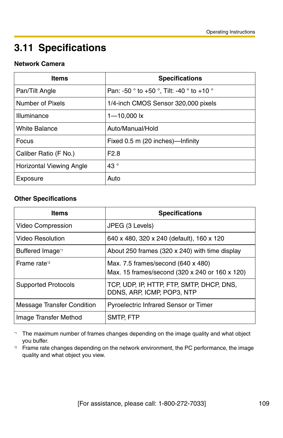 11 specifications | Panasonic BL-C30A User Manual | Page 109 / 114