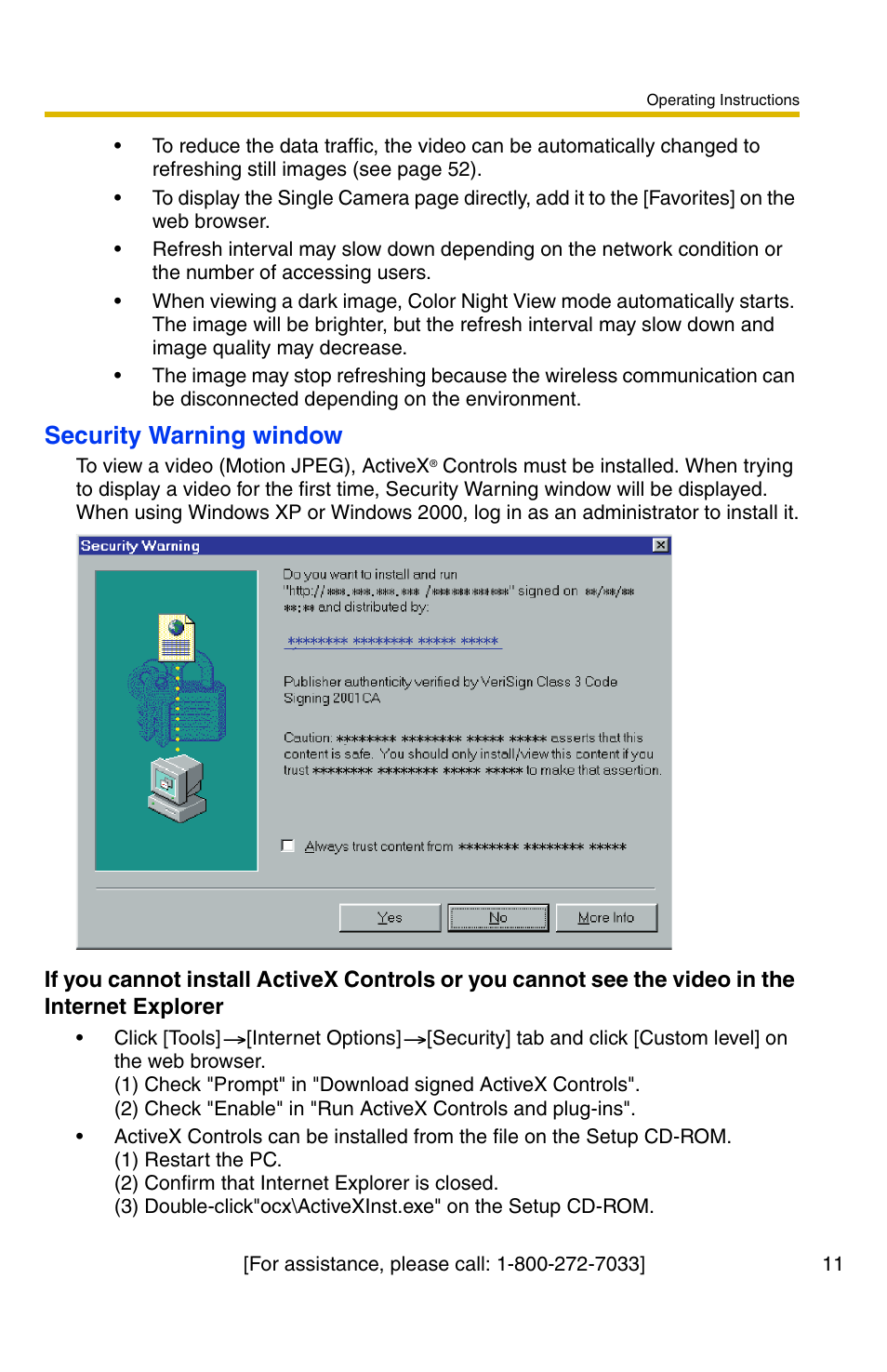 Age 11, Security warning window | Panasonic BL-C30A User Manual | Page 11 / 114