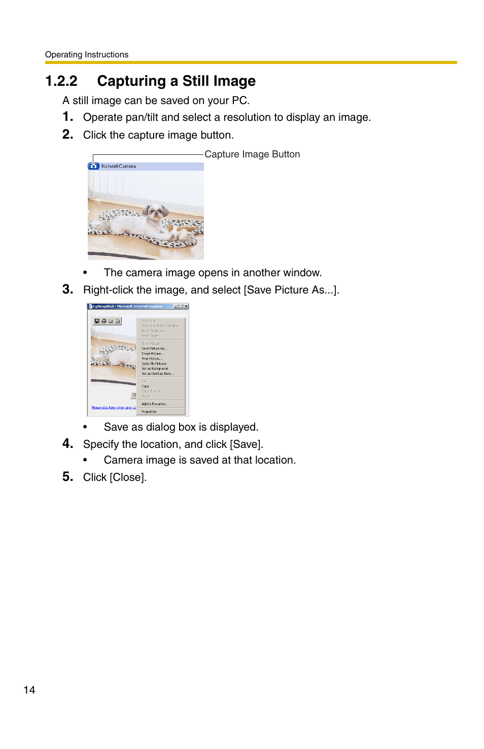 2 capturing a still image, E 14) | Panasonic BL-C30A User Manual | Page 14 / 114