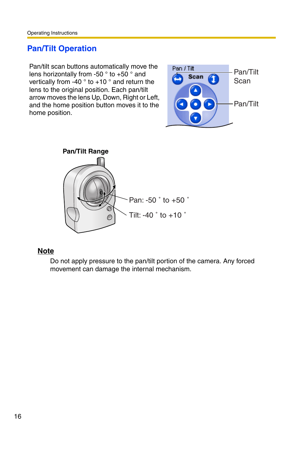 Pan/tilt operation | Panasonic BL-C30A User Manual | Page 16 / 114