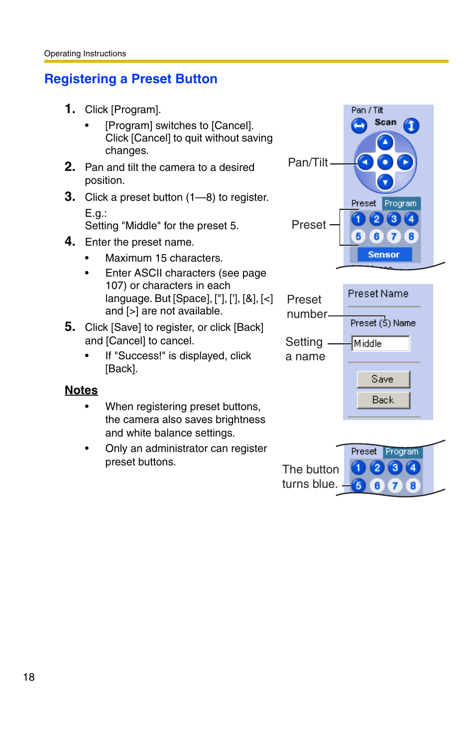 Registering a preset button 1 | Panasonic BL-C30A User Manual | Page 18 / 114