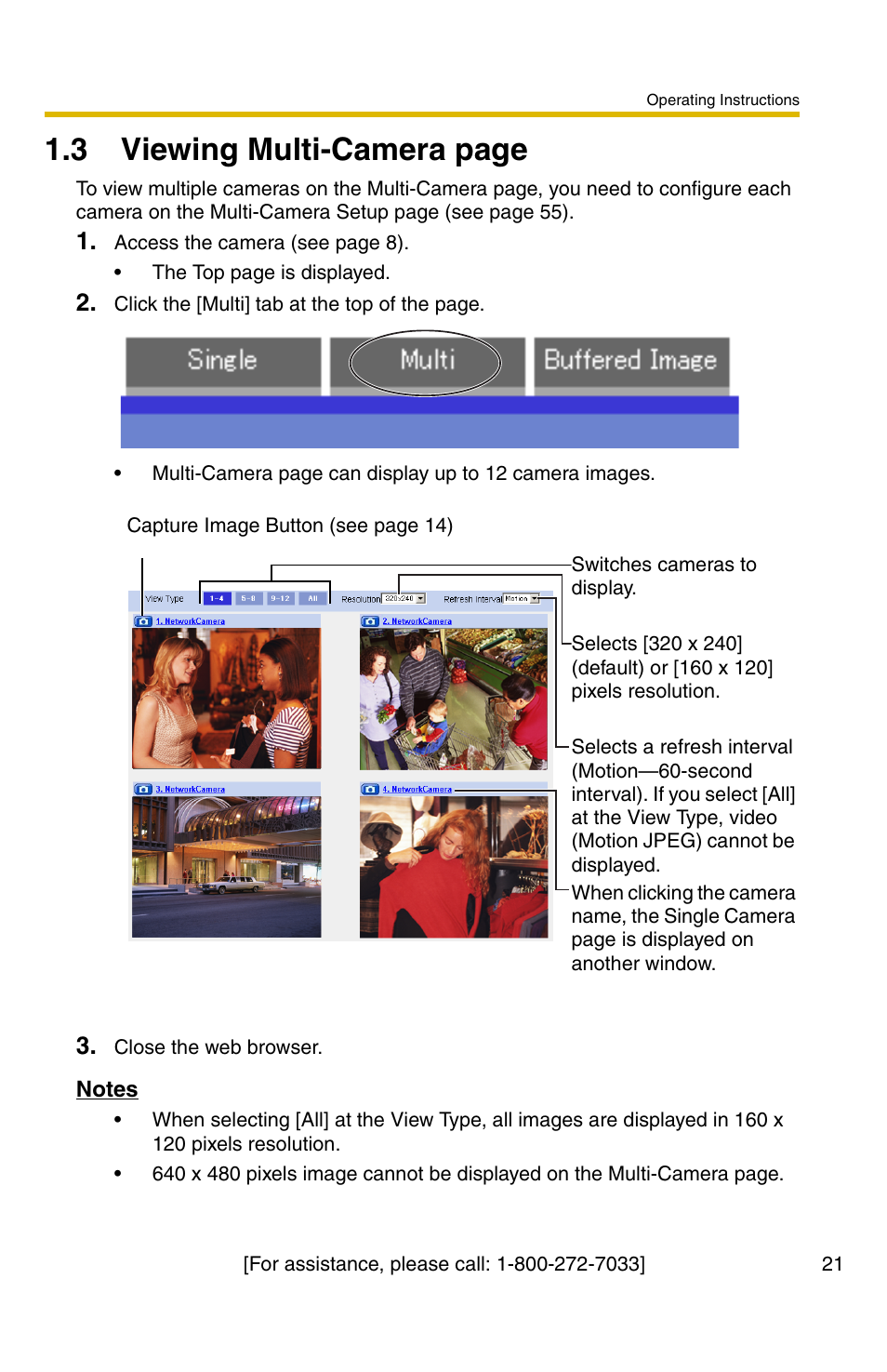 3 viewing multi-camera page | Panasonic BL-C30A User Manual | Page 21 / 114