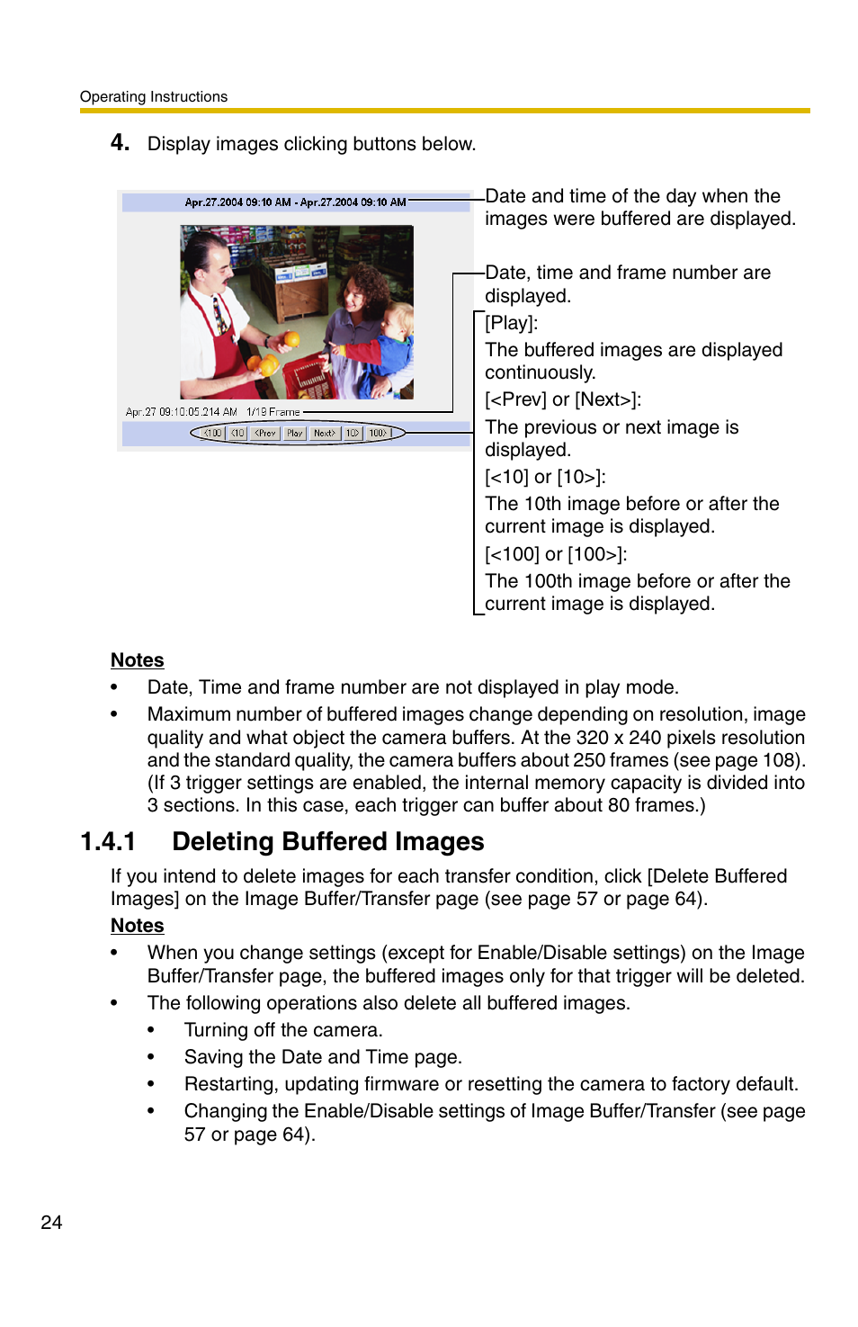 1 deleting buffered images | Panasonic BL-C30A User Manual | Page 24 / 114