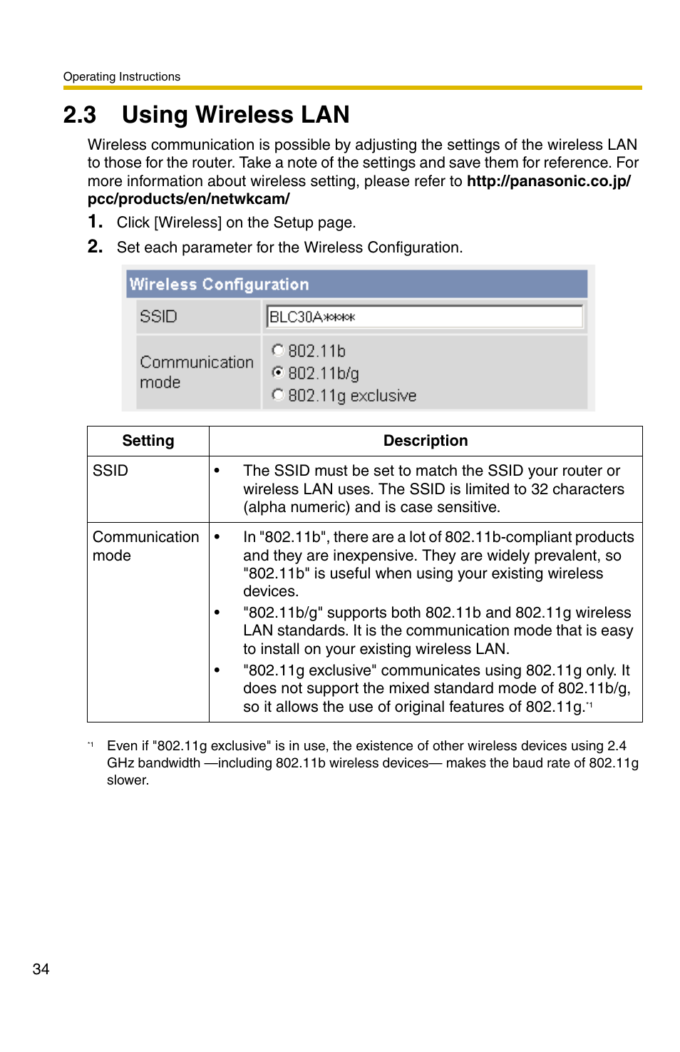 3 using wireless lan, E 34) | Panasonic BL-C30A User Manual | Page 34 / 114