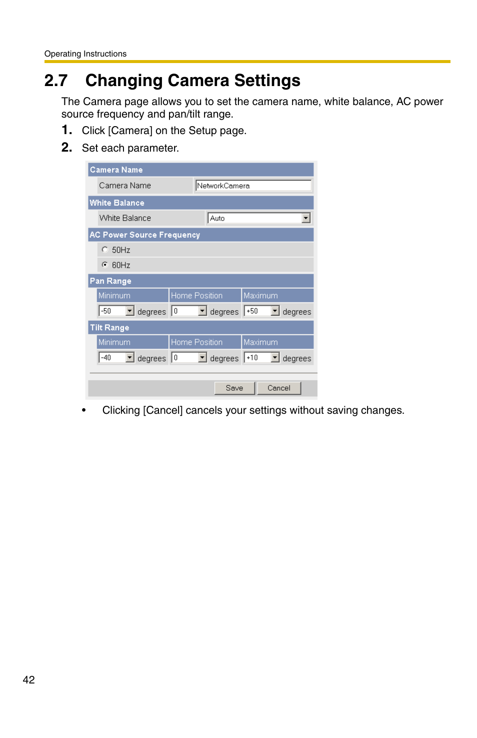 7 changing camera settings, Ge 42) | Panasonic BL-C30A User Manual | Page 42 / 114