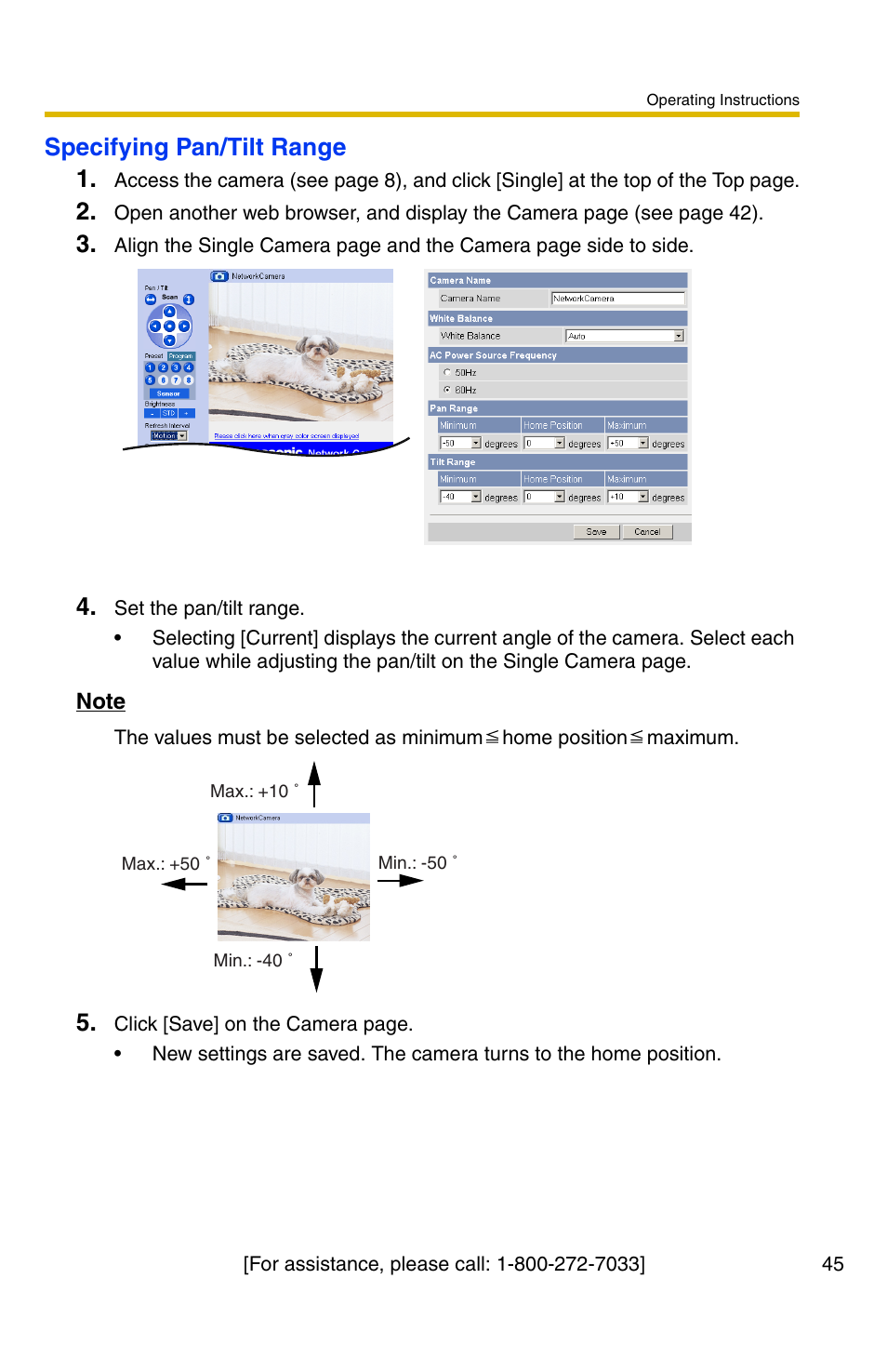 Specifying pan/tilt range 1 | Panasonic BL-C30A User Manual | Page 45 / 114