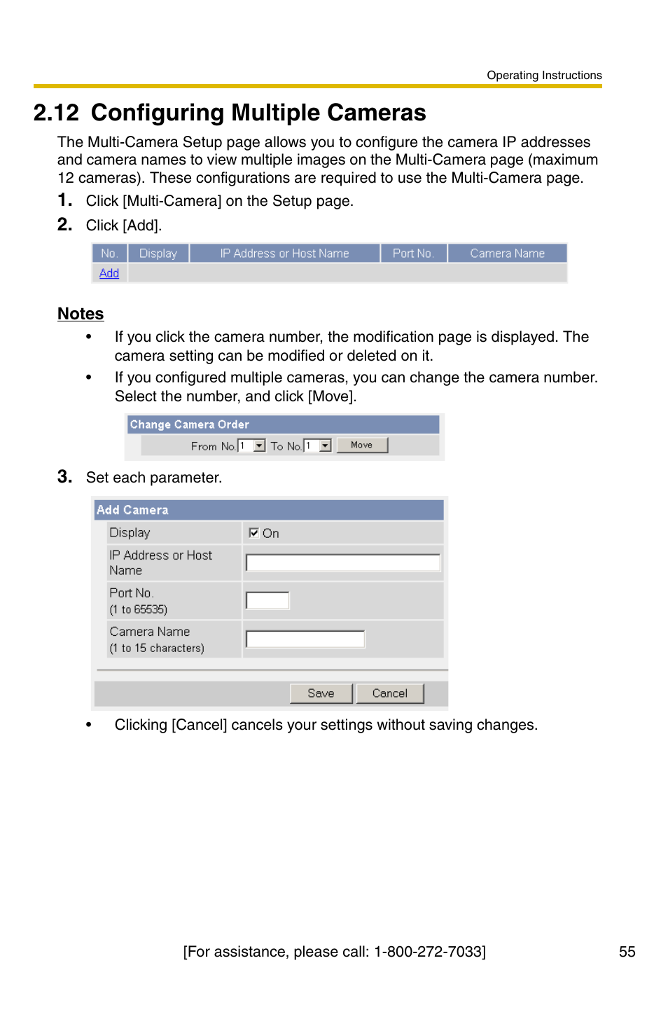 12 configuring multiple cameras, E 55) | Panasonic BL-C30A User Manual | Page 55 / 114