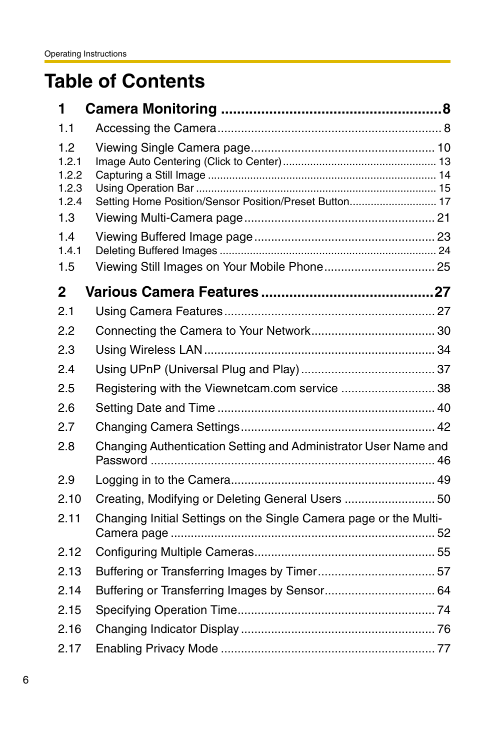 Panasonic BL-C30A User Manual | Page 6 / 114