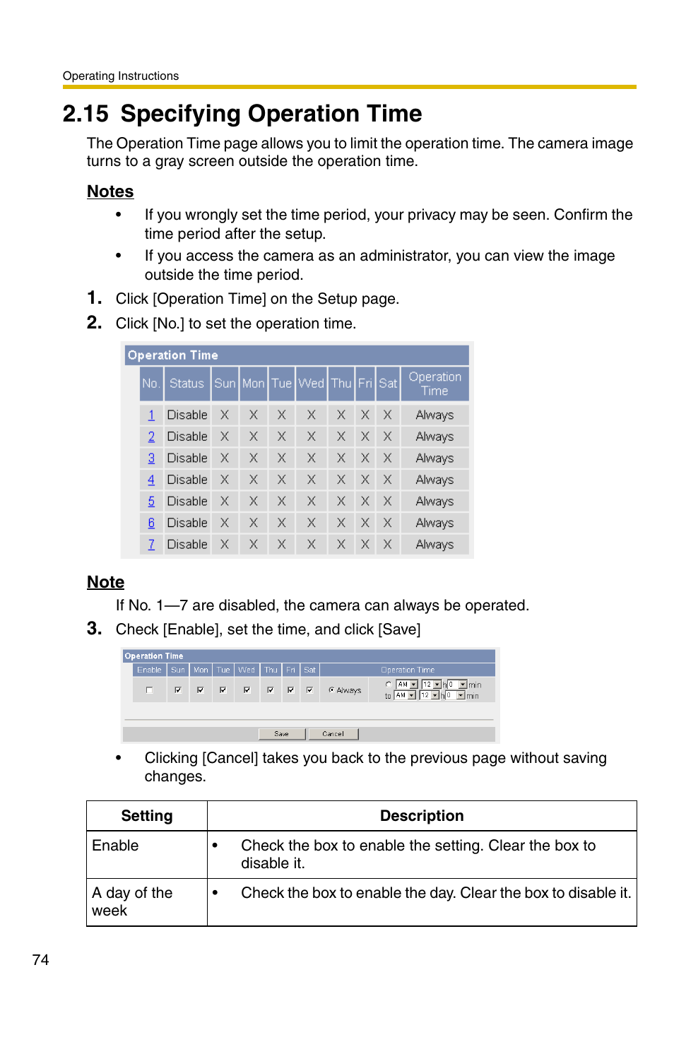 15 specifying operation time | Panasonic BL-C30A User Manual | Page 74 / 114