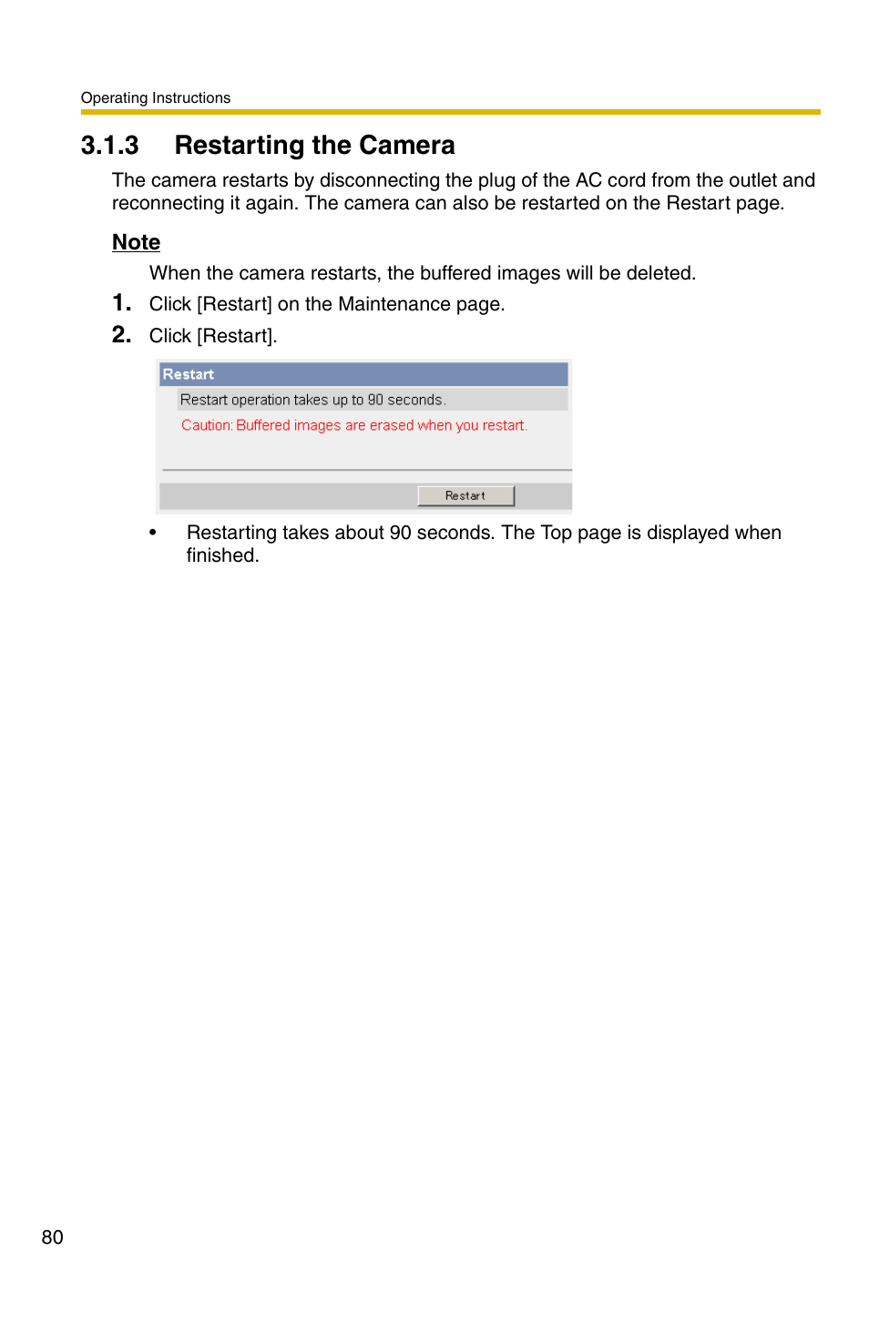 3 restarting the camera, Age 80) | Panasonic BL-C30A User Manual | Page 80 / 114