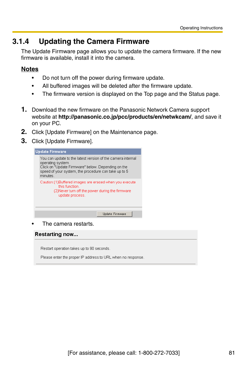 4 updating the camera firmware, E 81) | Panasonic BL-C30A User Manual | Page 81 / 114