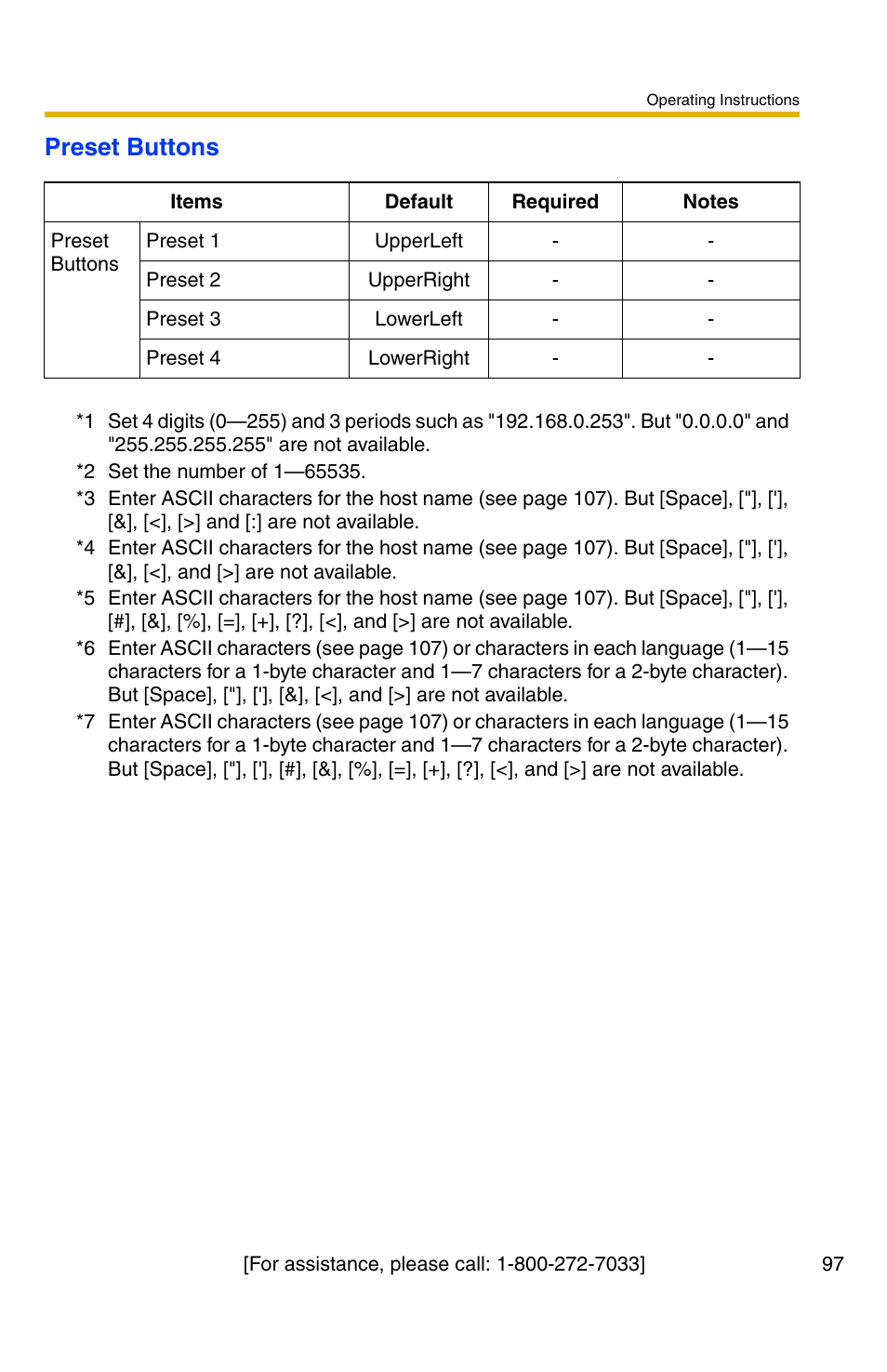 Preset buttons | Panasonic BL-C30A User Manual | Page 97 / 114