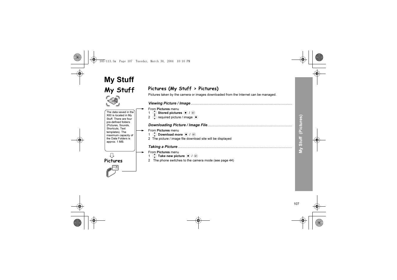 My stuff | Panasonic X60 User Manual | Page 109 / 140