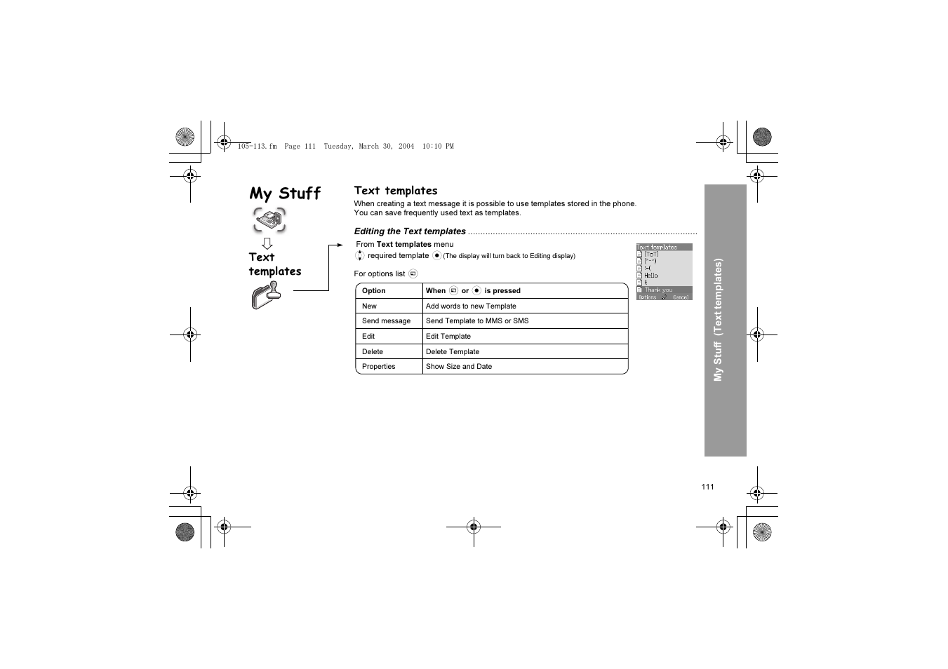 My stuff | Panasonic X60 User Manual | Page 113 / 140