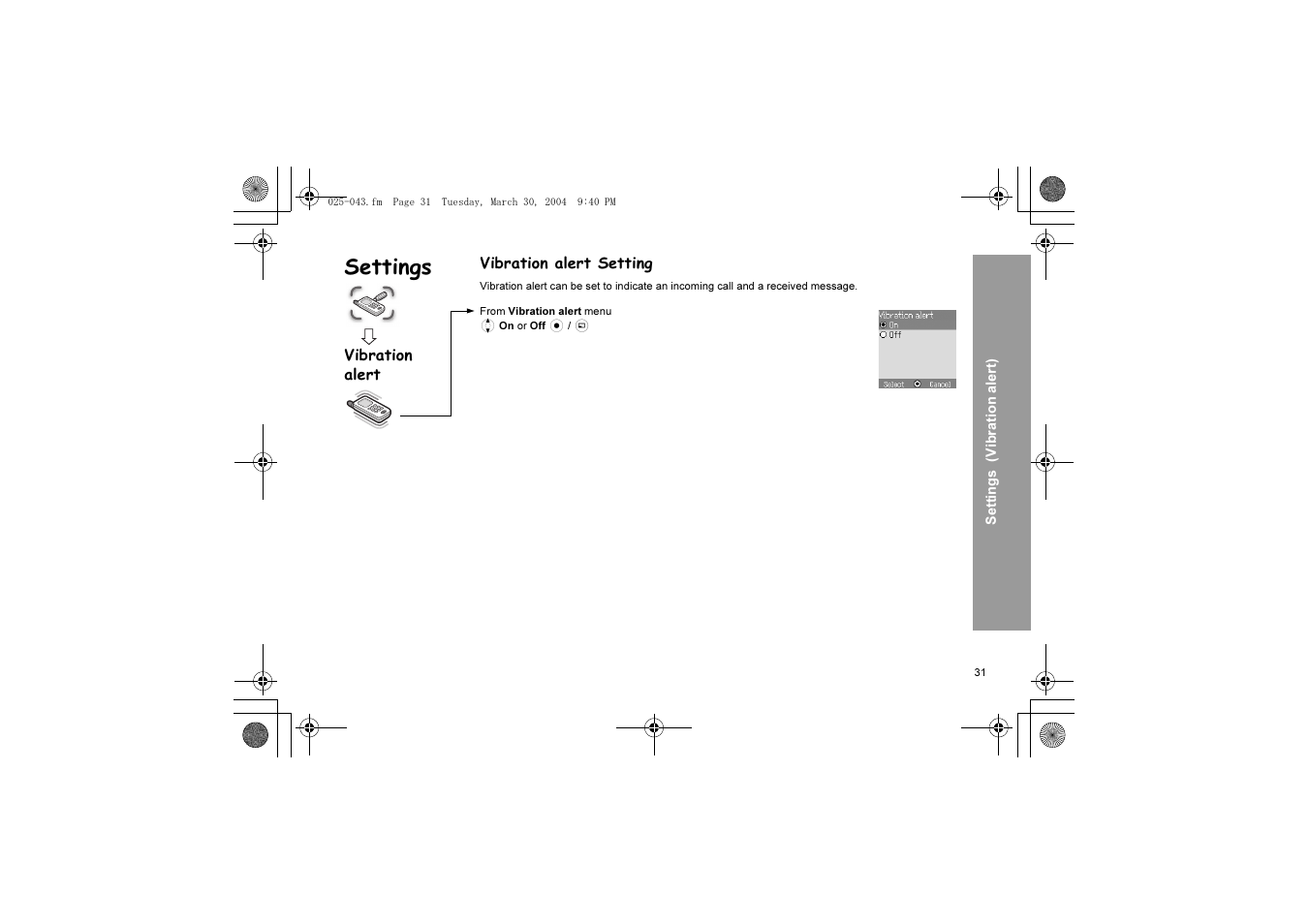 Settings | Panasonic X60 User Manual | Page 33 / 140