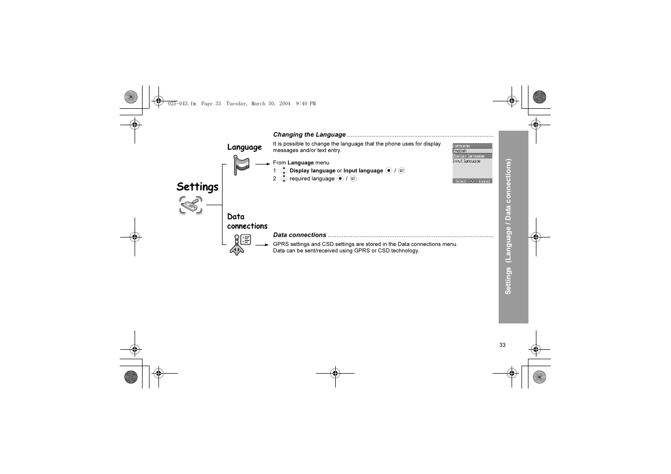 Settings | Panasonic X60 User Manual | Page 35 / 140