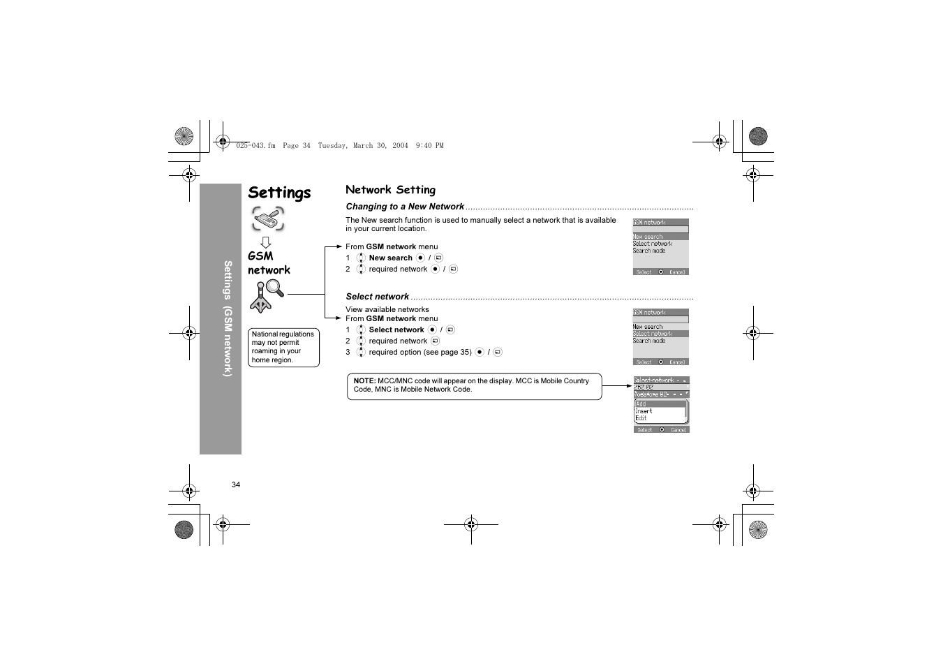 Settings | Panasonic X60 User Manual | Page 36 / 140