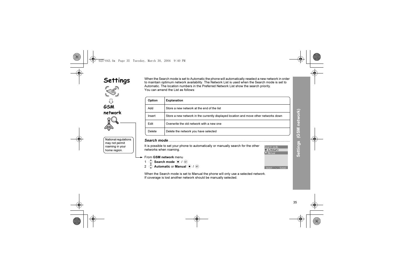 Settings | Panasonic X60 User Manual | Page 37 / 140