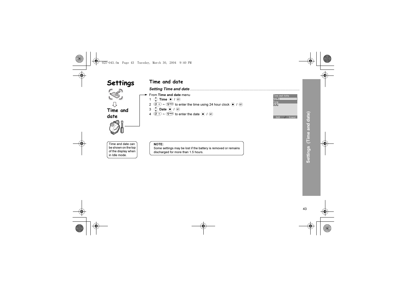 Settings | Panasonic X60 User Manual | Page 45 / 140