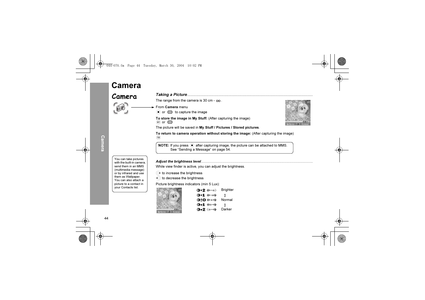 Camera | Panasonic X60 User Manual | Page 46 / 140