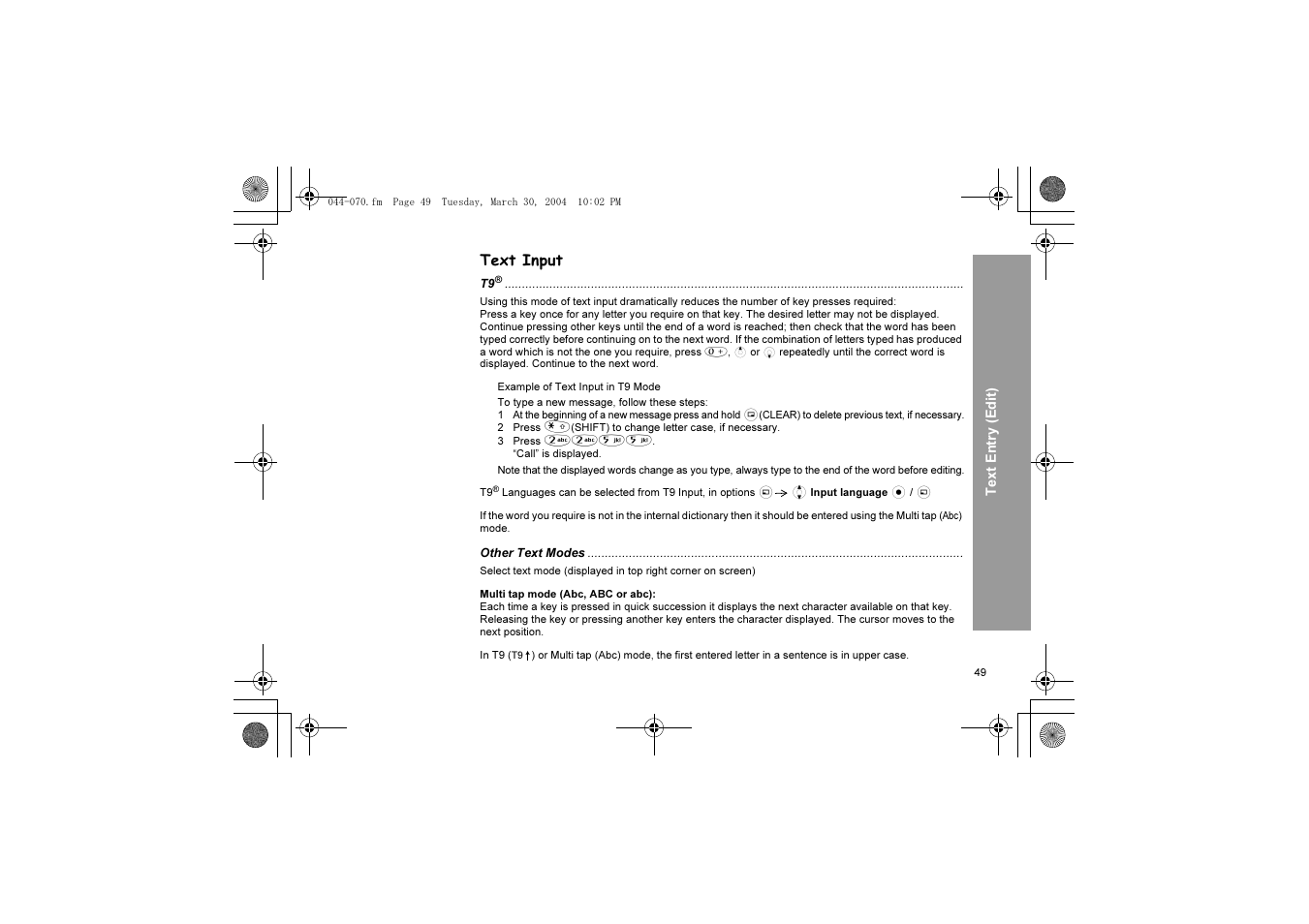 Text input | Panasonic X60 User Manual | Page 51 / 140