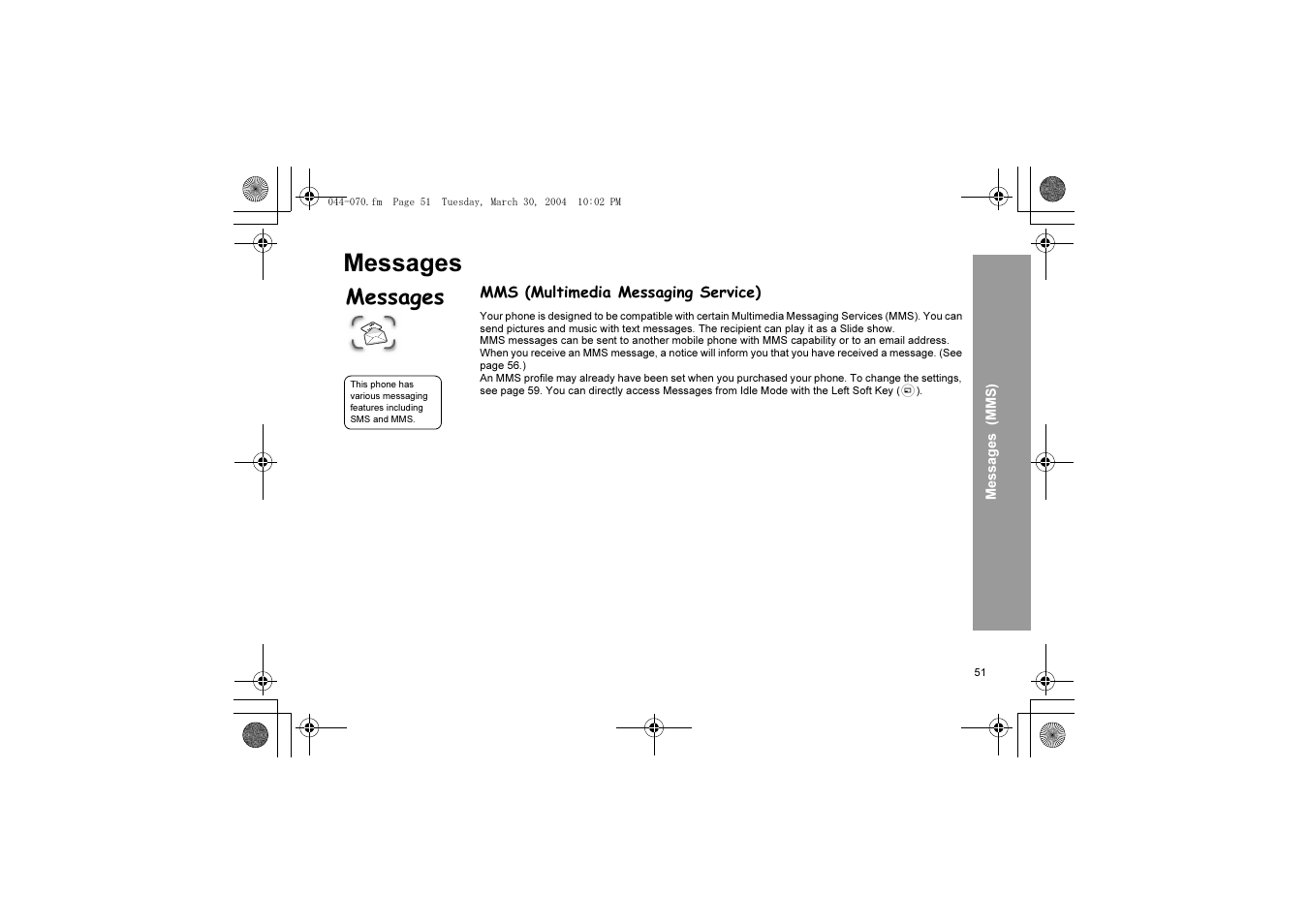 Messages | Panasonic X60 User Manual | Page 53 / 140