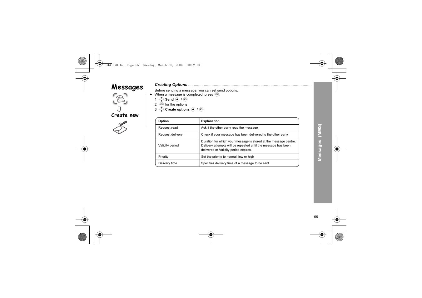 Messages | Panasonic X60 User Manual | Page 57 / 140